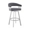 Armen Living Chelsea 29" Swivel Bar Stool with Silver Finish and Slate Gray Faux Leather LCCSBASLGR30 - alternate 1